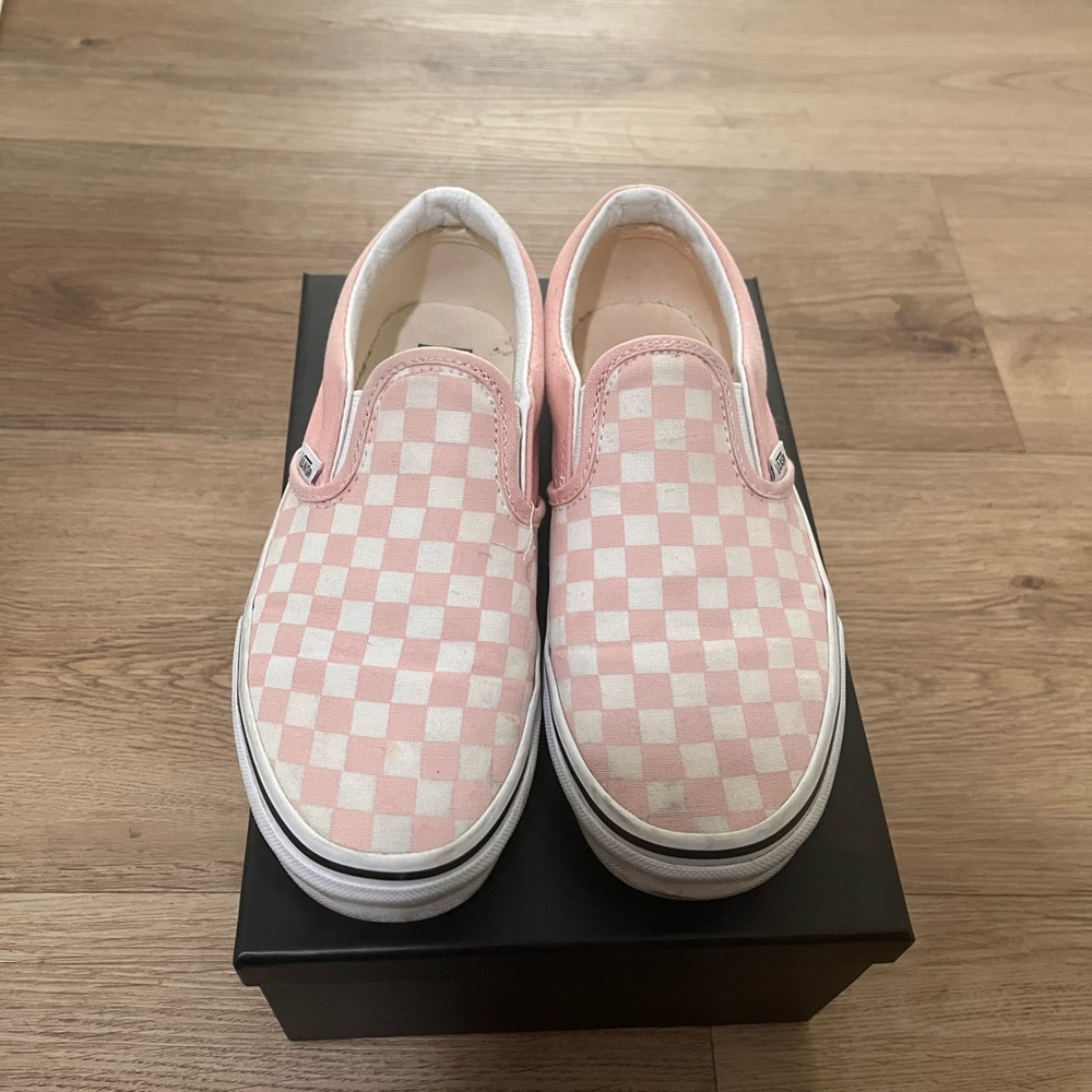 Vans Pink Checkered Slip-On Shoes